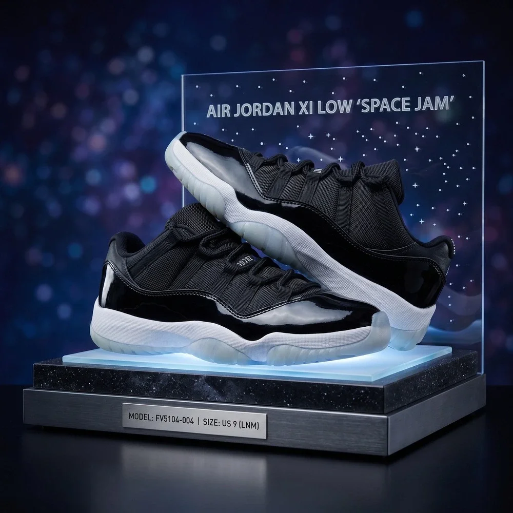 Jordan 11 Retro Low Space Jam Black Varsity Royal FV5104-004 Size 9 10.5W